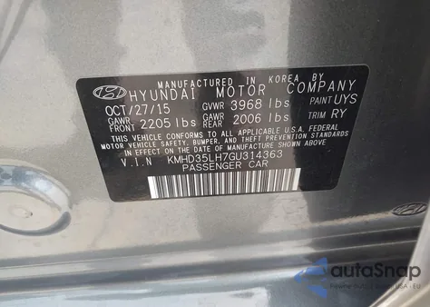 2016 Hyundai Elantra Gt z USA, uszkodzony, nr VIN KMHD35LH7GU314363